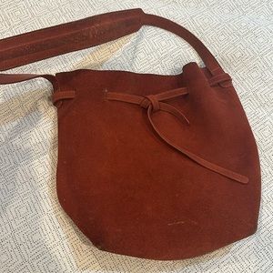 Mansur Gavriel Brick Red Suede Drawstring Hobo Bag